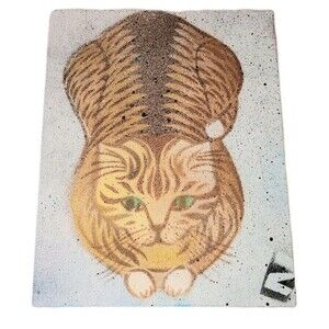 Orange And Black Striped Tabby Cat With Green Eyes Picture Painting Sand Art